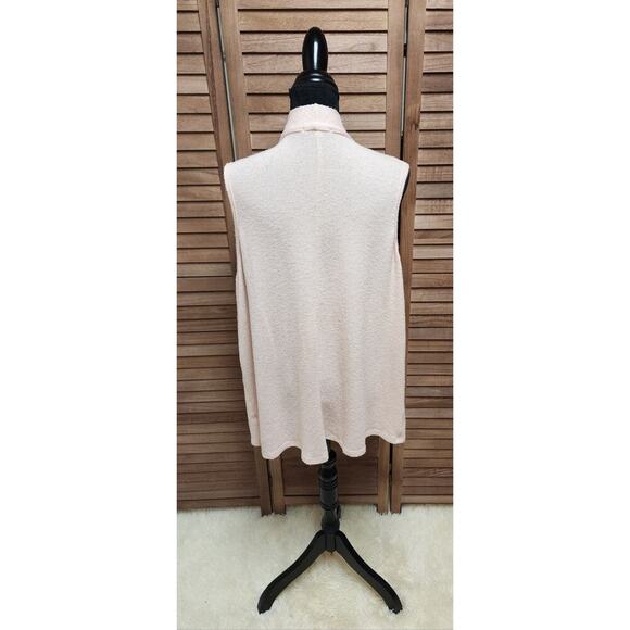 Green Envelope 2X Pink Vest Asymmetric Sleeveless Cardigan Open Front Draped - Picture 6 of 7